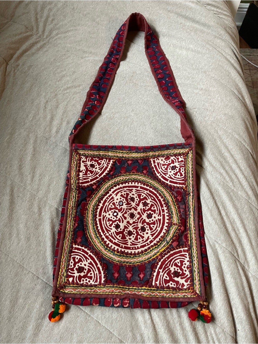 Bohemian Embroidered Red Crossbody Shoulder Bag